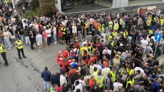 Imagen de los trabajadores concentrados.