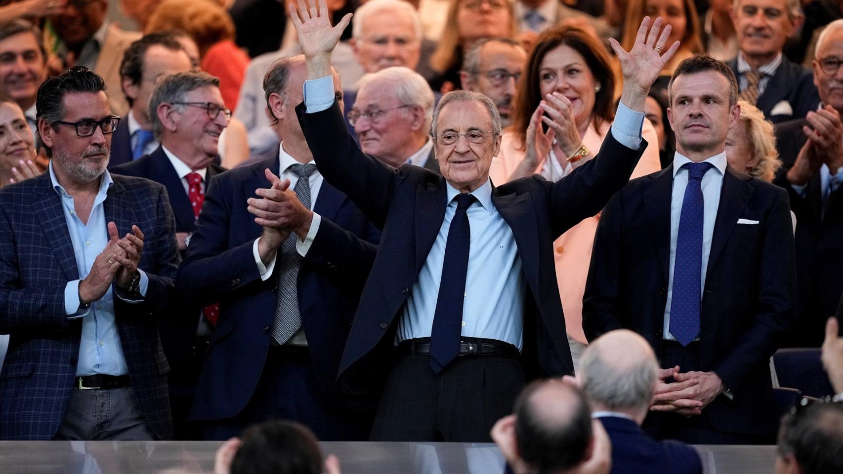 Florentino Pérez, en el palco presidencial del Santiago Bernabéu.