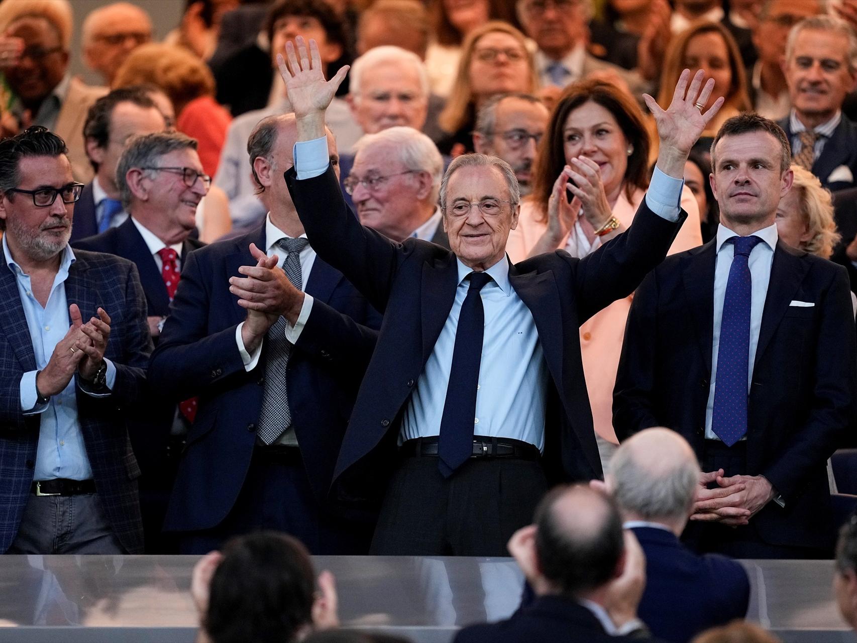 Florentino Pérez, en el palco presidencial del Santiago Bernabéu.
