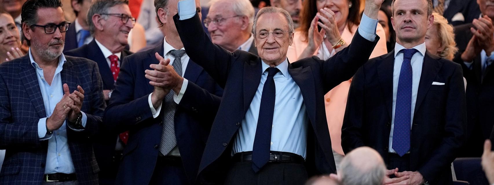 Florentino Pérez, en el palco presidencial del Santiago Bernabéu.