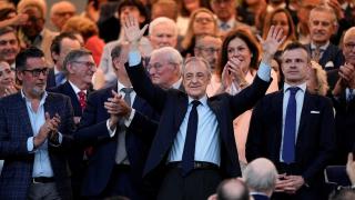 Florentino Pérez, in the presidential box of the Santiago Bernabéu.