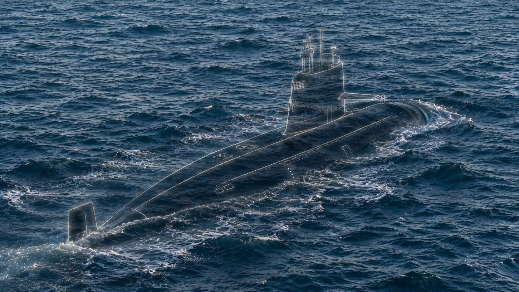 Ilustración de un submarino nuclear de China