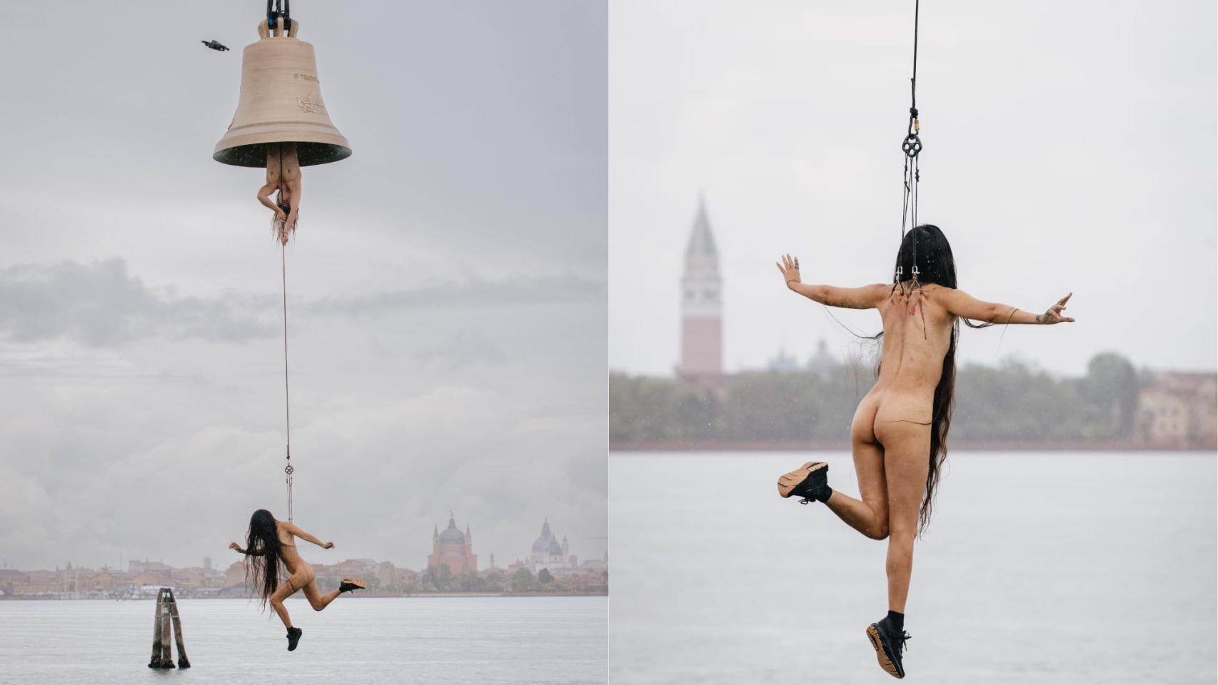 Una imagen de la performance de Florentina Holzinger en la laguna. Foto: Nicole Marianna Wytyczak