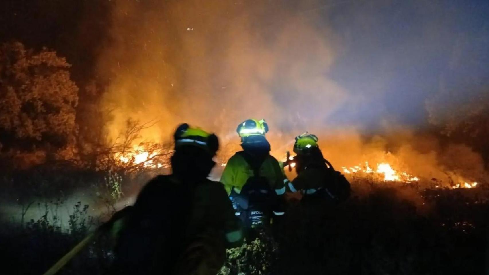 Bomberos de Infoca luchan contra el fuego. 
