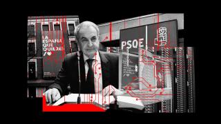 José Luis Rodríguez Zapatero, junto la sede del PSOE en Ferraz.