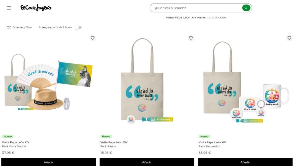 Packs especiales de El Corte Inglés de la visita del Papa.