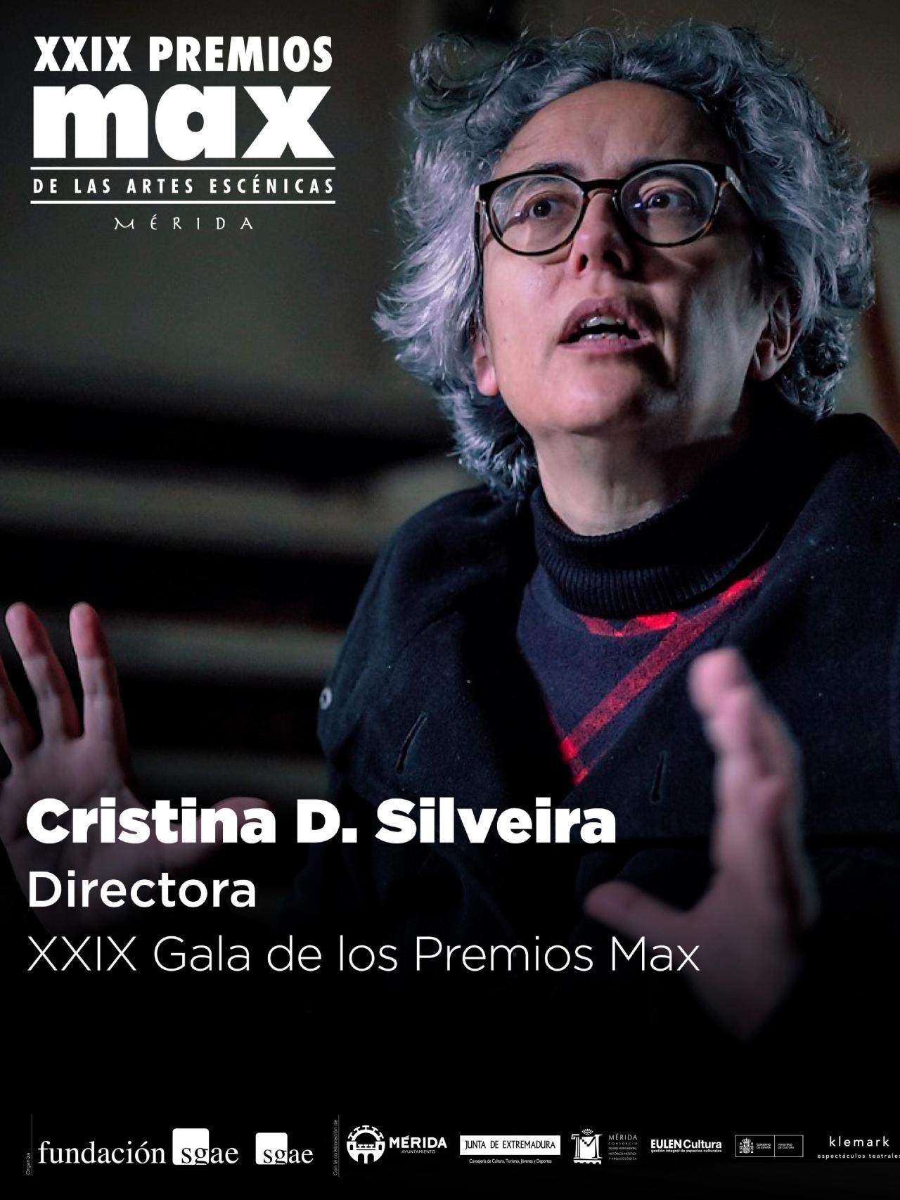 Cartel con el anuncio de su rol como directora de la gala de los Premios Max.