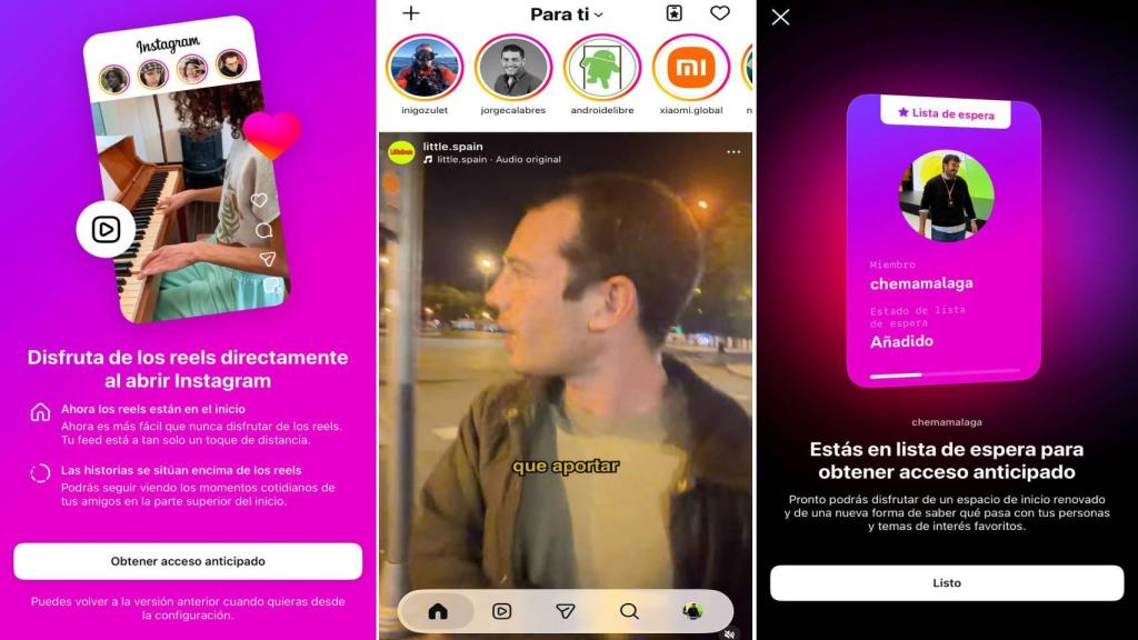 Los Reels en la pestaña de inicio de Instagram.