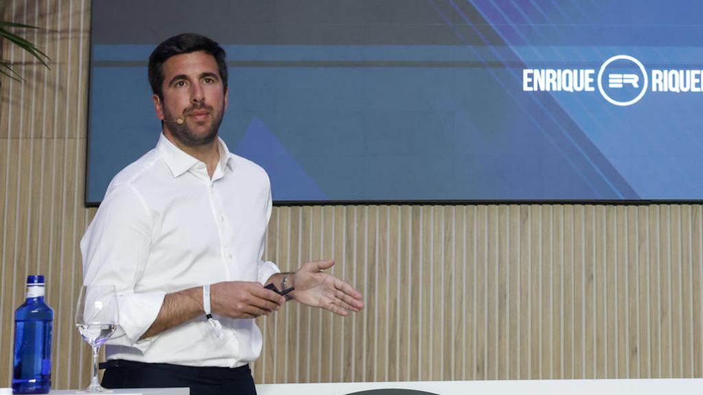 Enrique Riquelme, durante su presentación de la candidatura a la presidencia del Real Madrid.