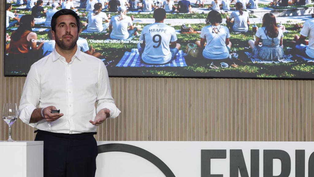Enrique Riquelme, during his presentation of the candidacy for the presidency of Real Madrid.