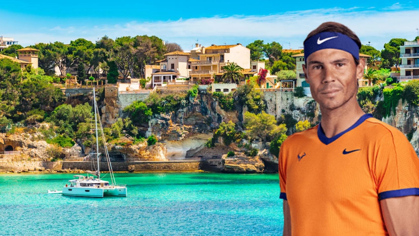 Montaje de Rafa Nadal en Porto Cristo.