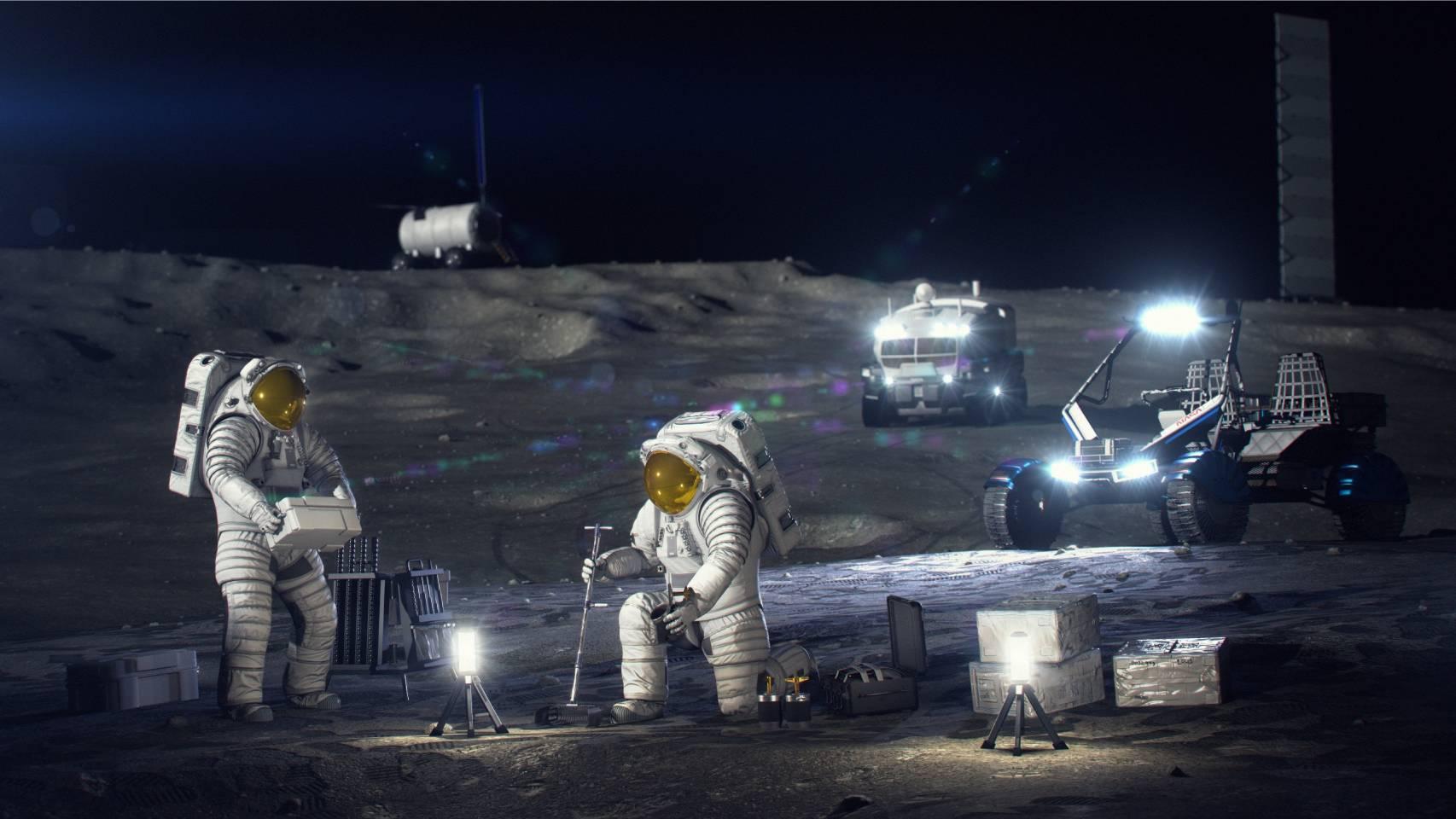 Diseño conceptual de la construcción de Moon Base de la NASA.