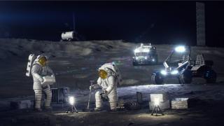 Diseño conceptual de la construcción de Moon Base de la NASA.