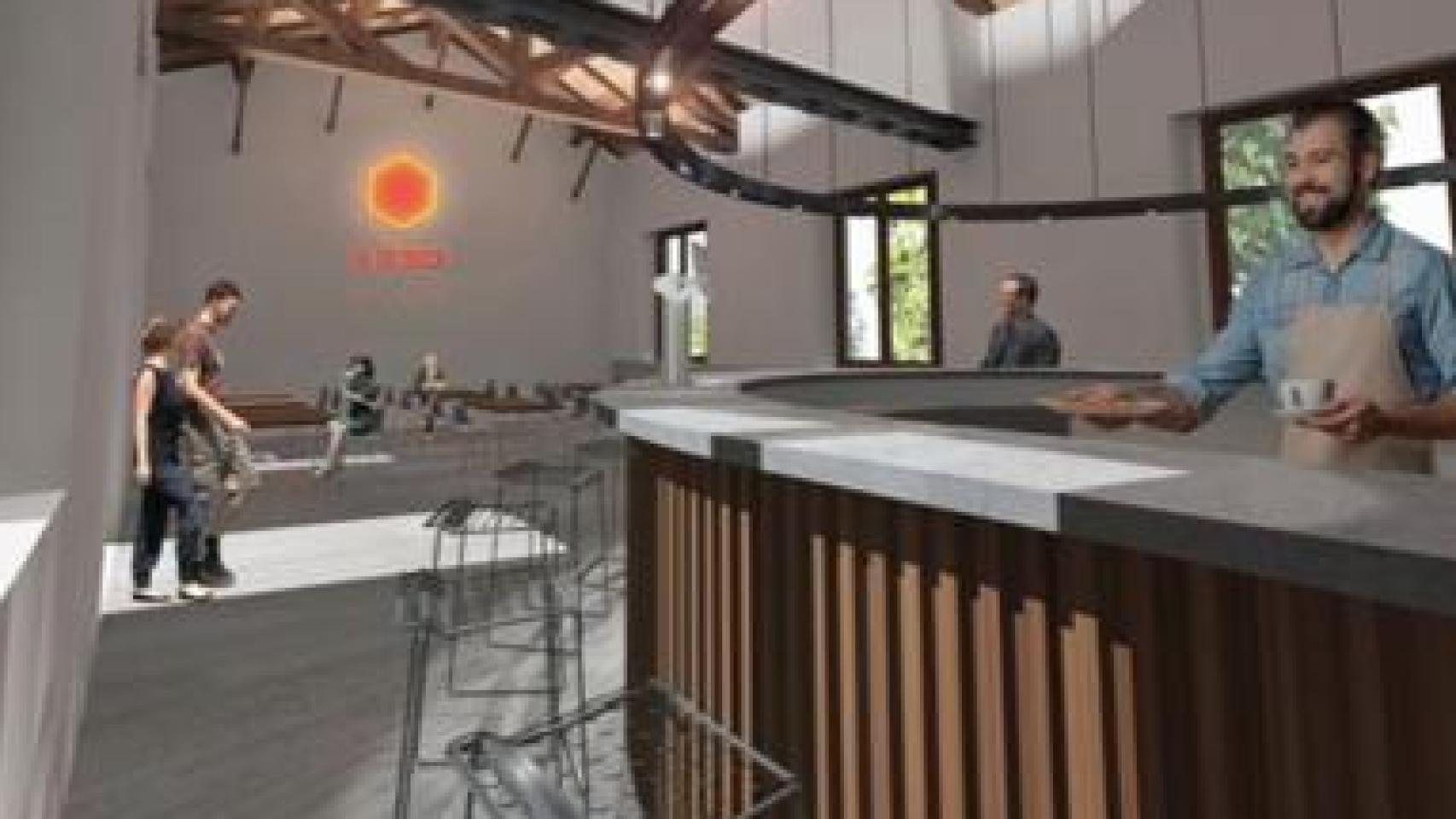 Posible diseño interior de la cafetería planteada dentro de La Térmica.