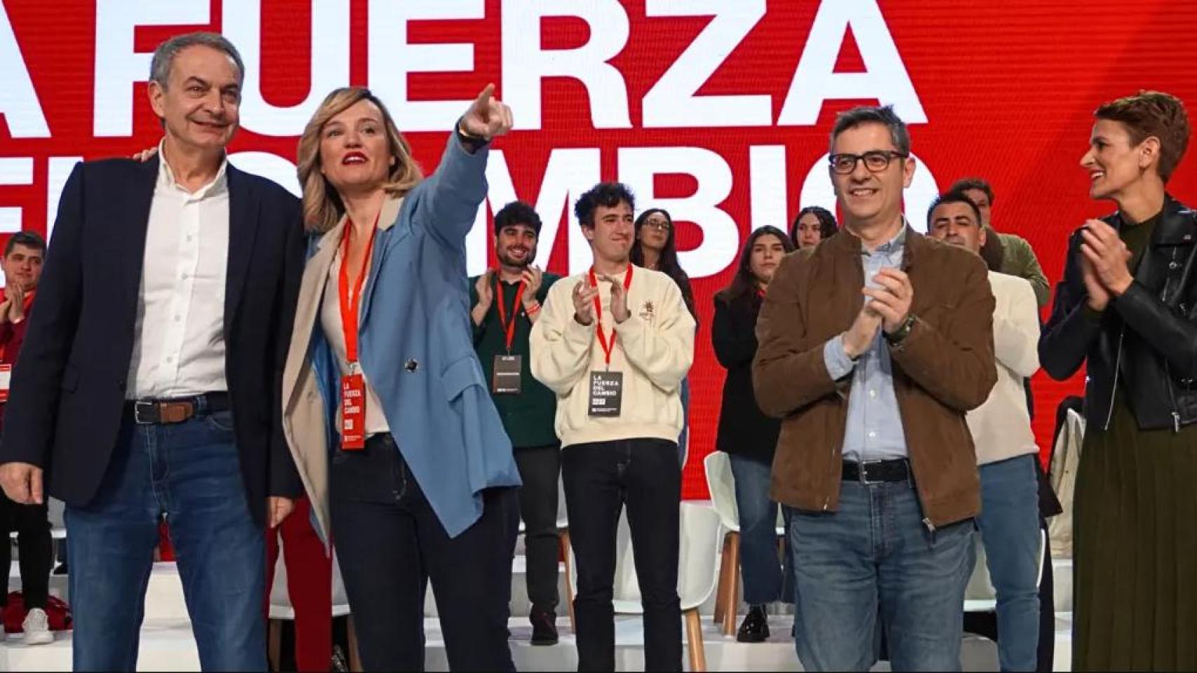 Pilar Alegría, con José Luis Rodríguez Zapatero en el pasado Congreso Regional.