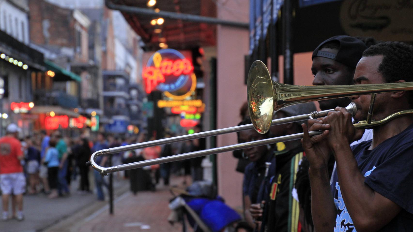 Músicos de jazz en Nueva Orleans.
