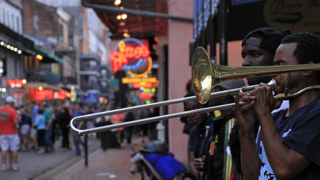 Músicos de jazz en Nueva Orleans.