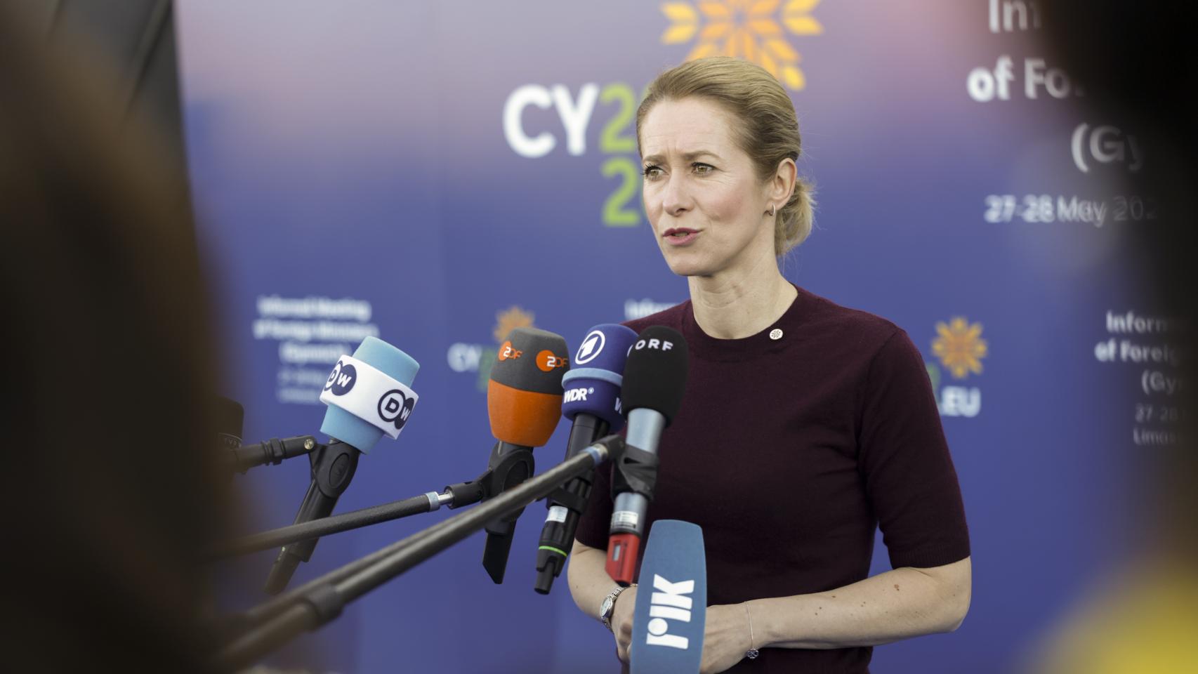 La jefa de la diplomacia comunitaria, Kaja Kallas, durante la reunión informal de este jueves en Chipre