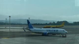 Vuelo de United Airlines en la pista de Lavacolla