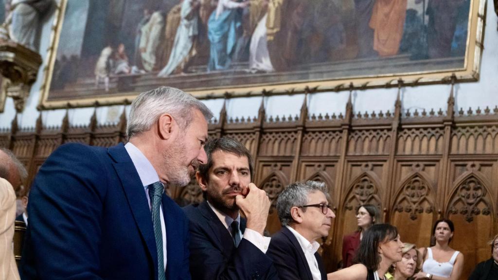 Azcón, con el ministro Urtasun en La Cartuja del Aula Dei.