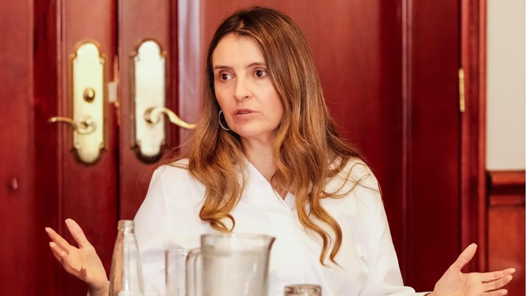 La candidata por la Gran Consulta por Colombia, Paloma Valencia, en una intervención privada. 