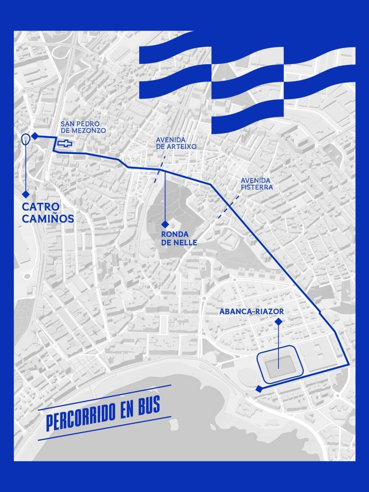 Recorrido del autobús del Dépor para la celebración del domingo