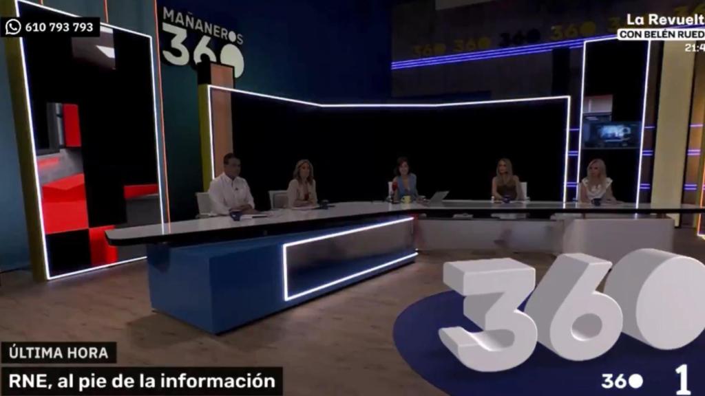 El plató de 'Mañaneros 360' en el momento exacto del corte de luz.