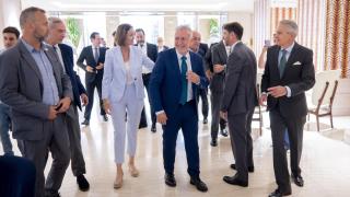 Ángel Víctor Torres, a su llegada al desayuno informativo de Europa Press al que asistieron varios ministros.