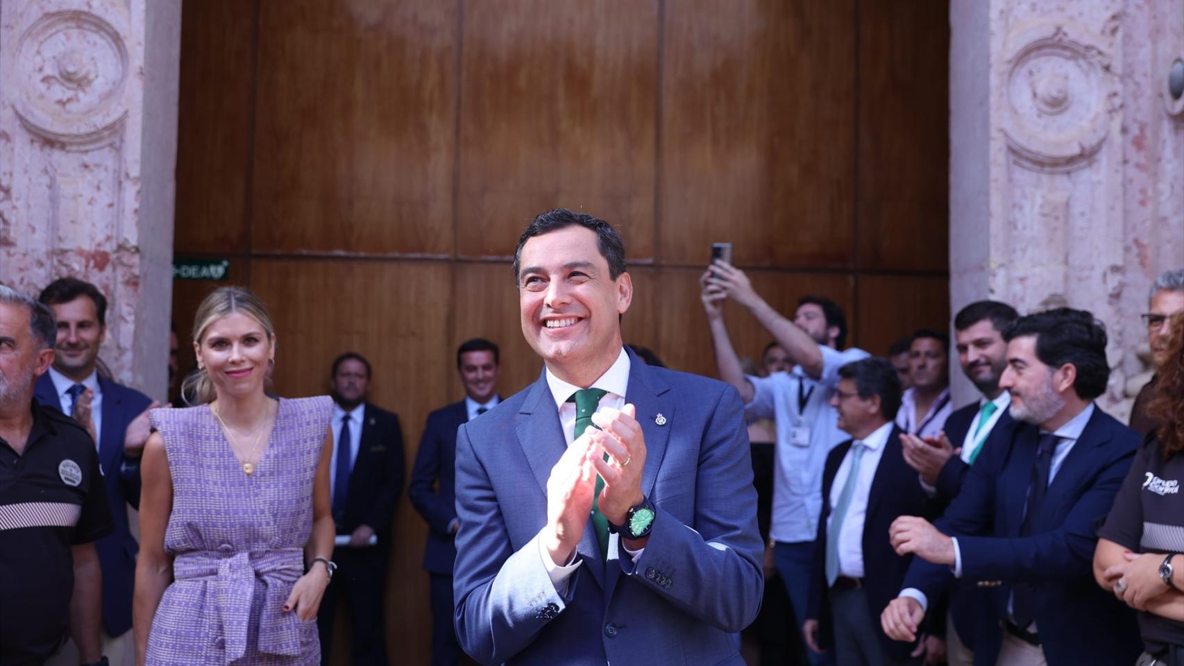 El presidente de la Junta ahora en funciones, Juanma Moreno, durante la investidura de 2022