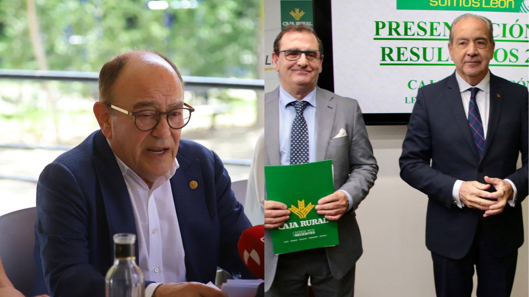 Montaje con imágenes de los responsables de Caja Rural de Zamora y Enrique Olivera, candidato a la reelección en la Cámara de Comercio.
