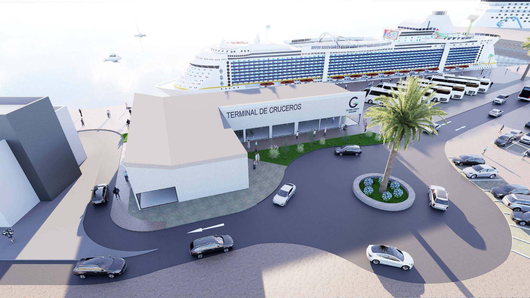 Imagen virtual de la terminal de cruceros del puerto de Ferrol-San Cibrao.