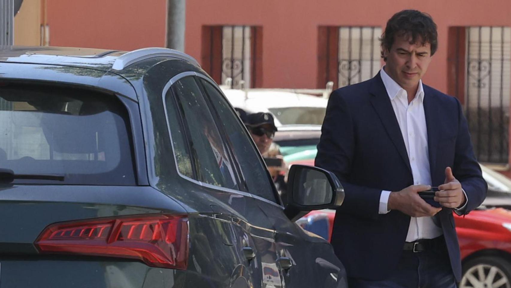 David Sánchez, hermano del presidente del Gobierno, a su salida este jueves de la Audiencia de Badajoz.