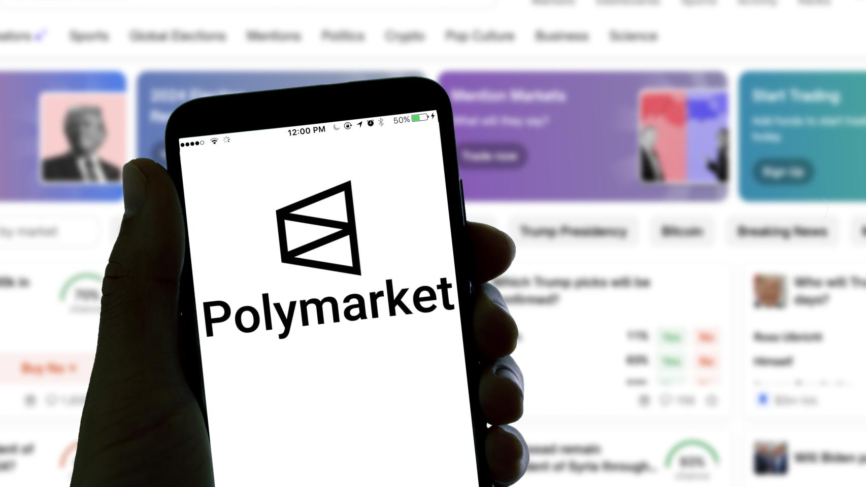 Ilustración de la aplicación de Polymarket. 