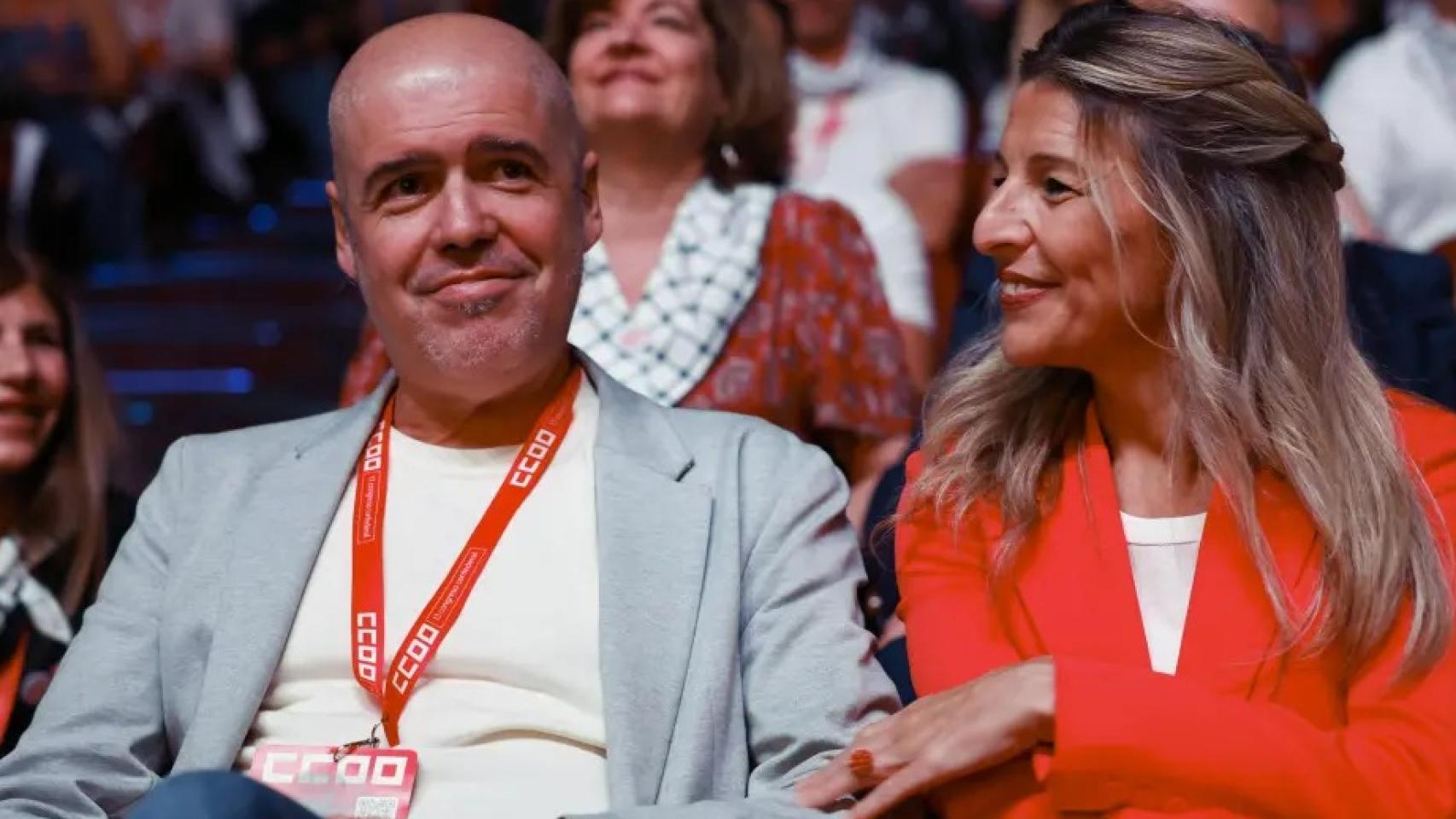 Unai Sordo y Yolanda Díaz, en el pasado congreso de CCOO.