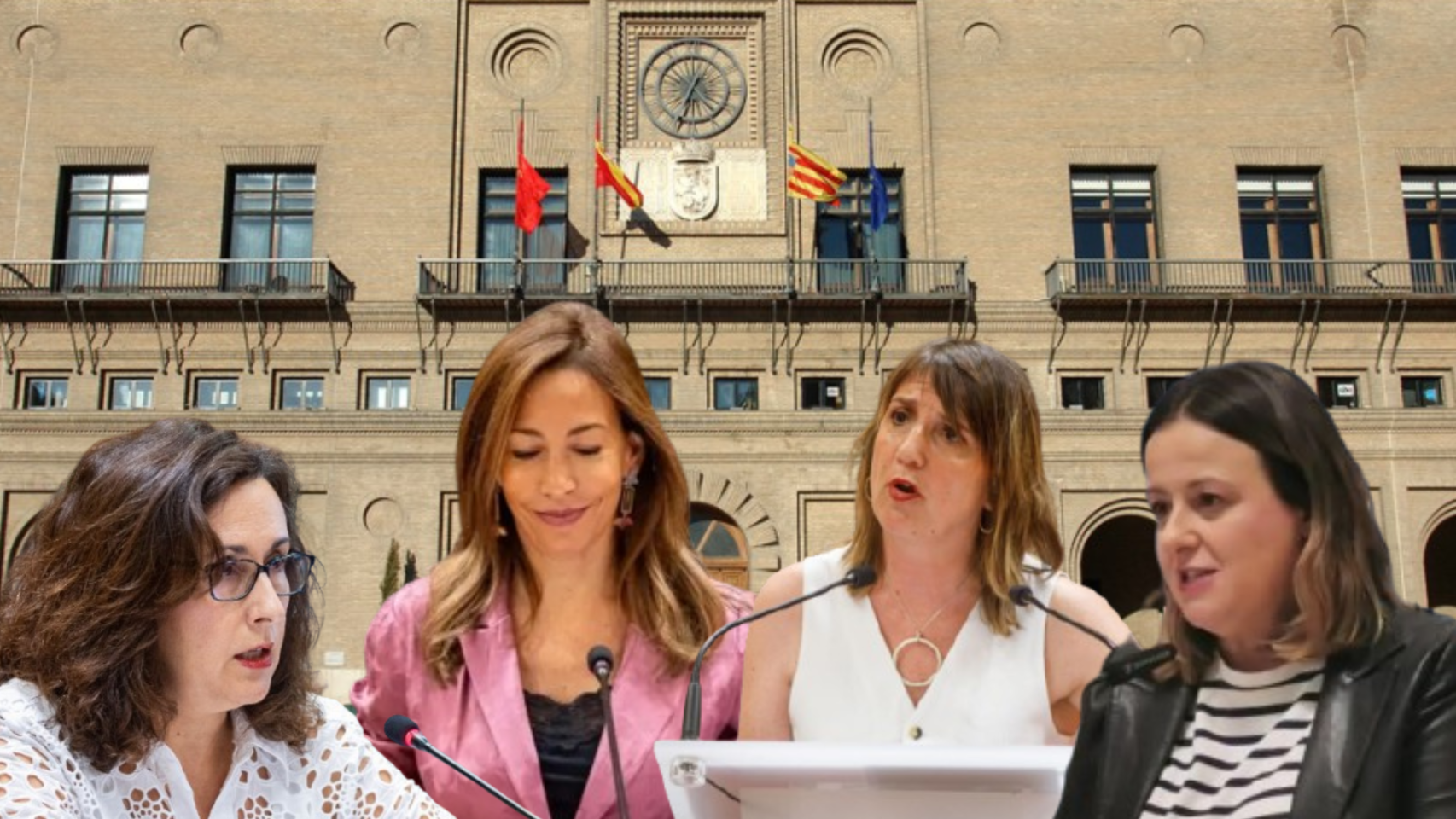 Eva Torres (Vox), Natalia Chueca (PP), Lola Ranera (PSOE) y Elena Tomás (ZEC).
