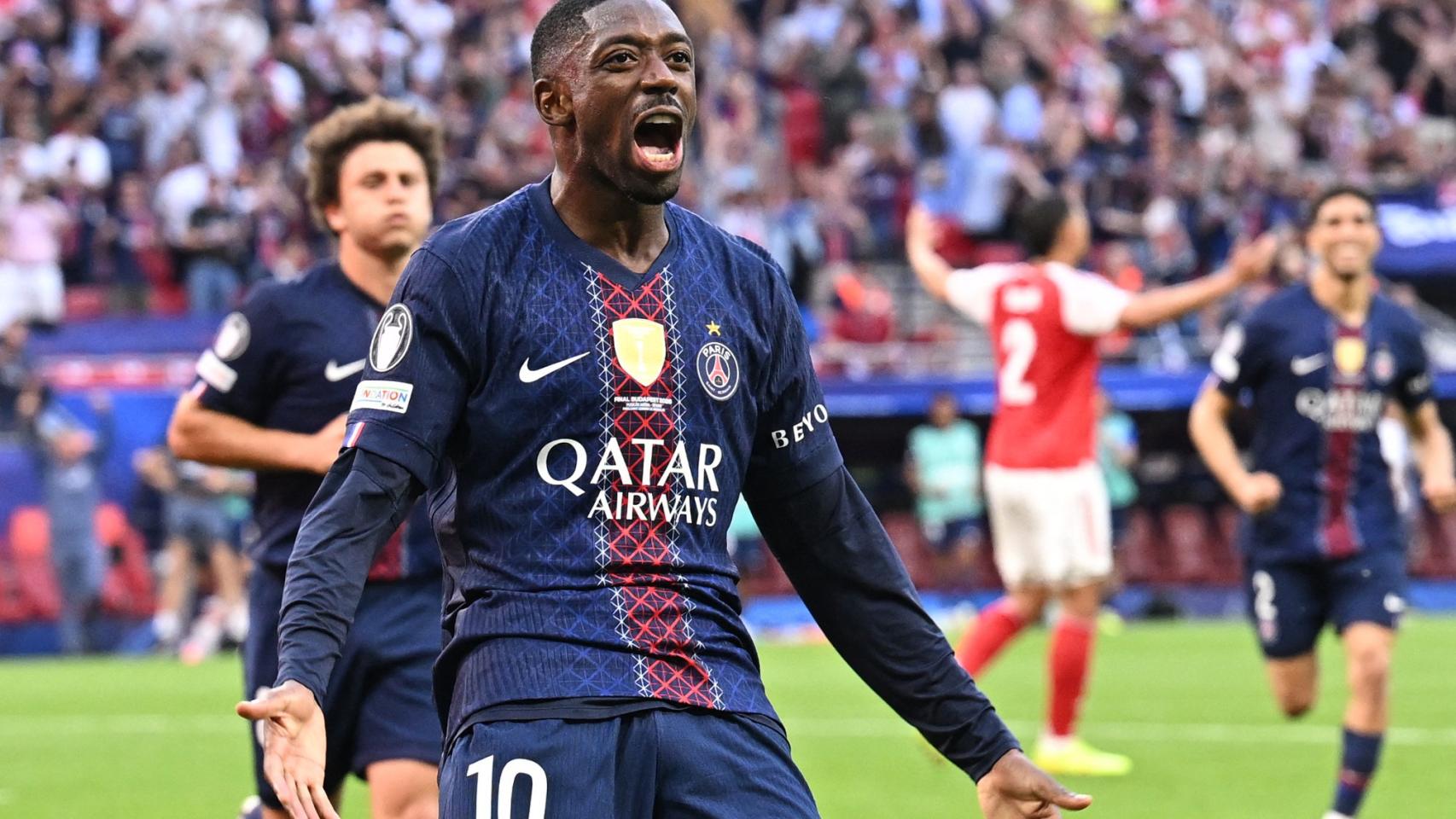 Dembélé celebra su gol ante el Arsenal en la final de la Champions League.