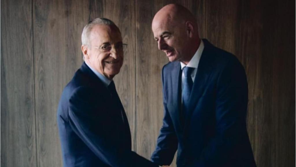 Florentino Pérez, junto a Ceferin en la final de la Champions League.