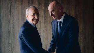 Florentino Pérez, con Ceferin en la final de la Champions.