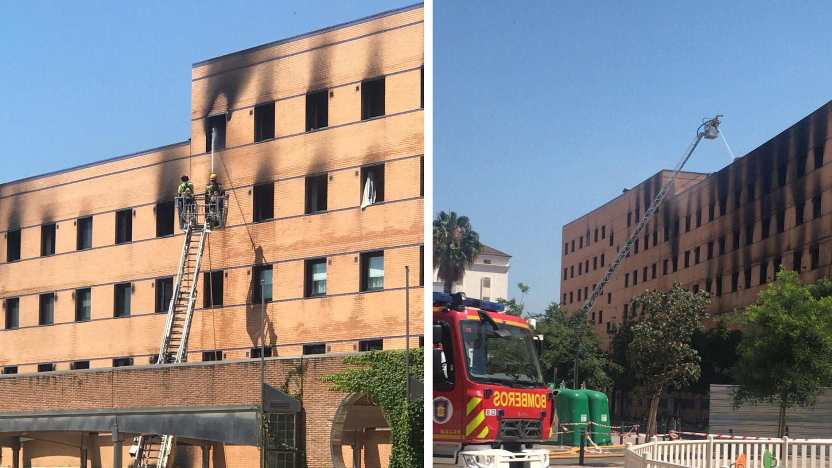Dos imágenes del incendio.