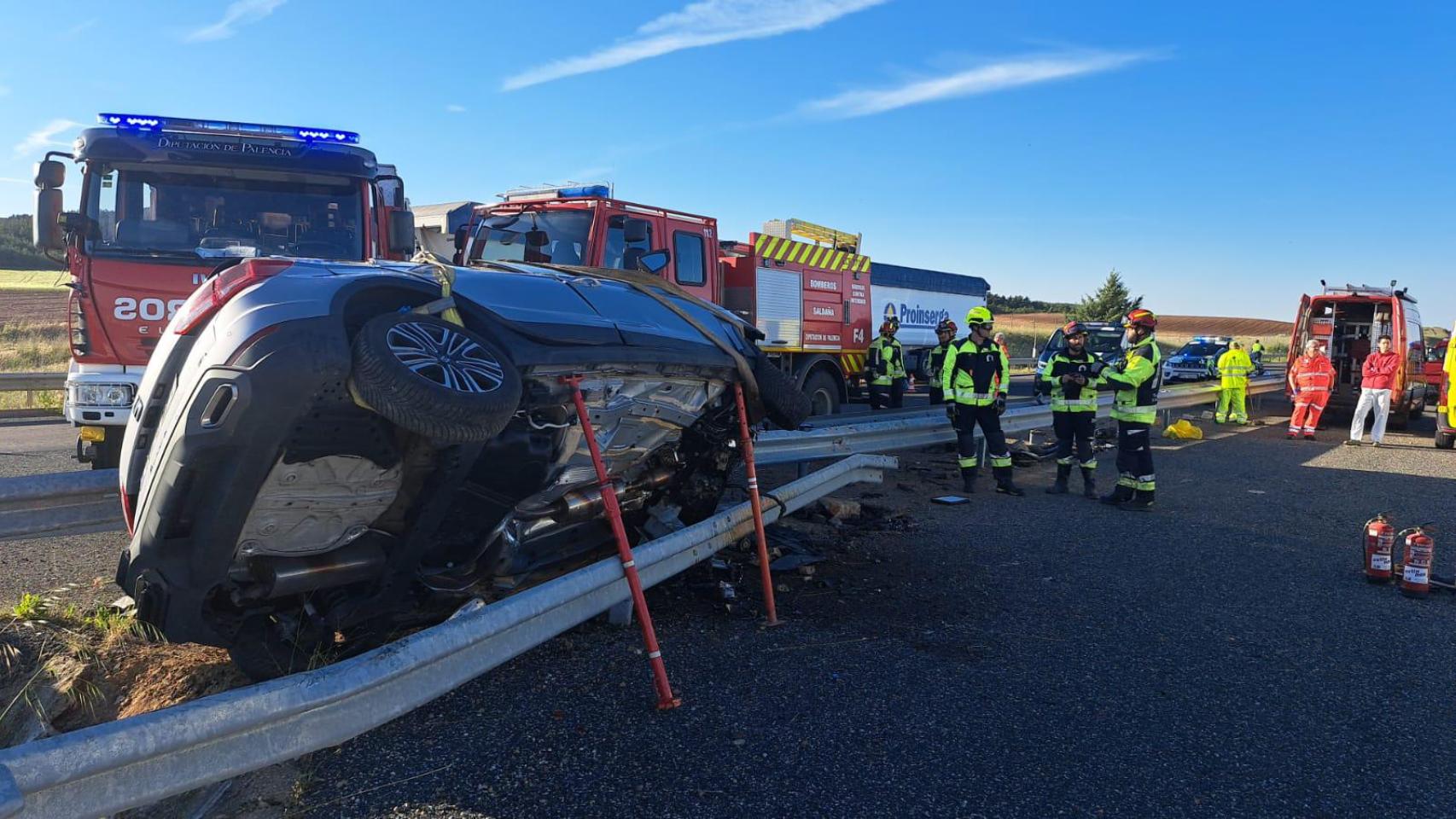 Imagen del accidente mortal en Herrera de Pisuerga.