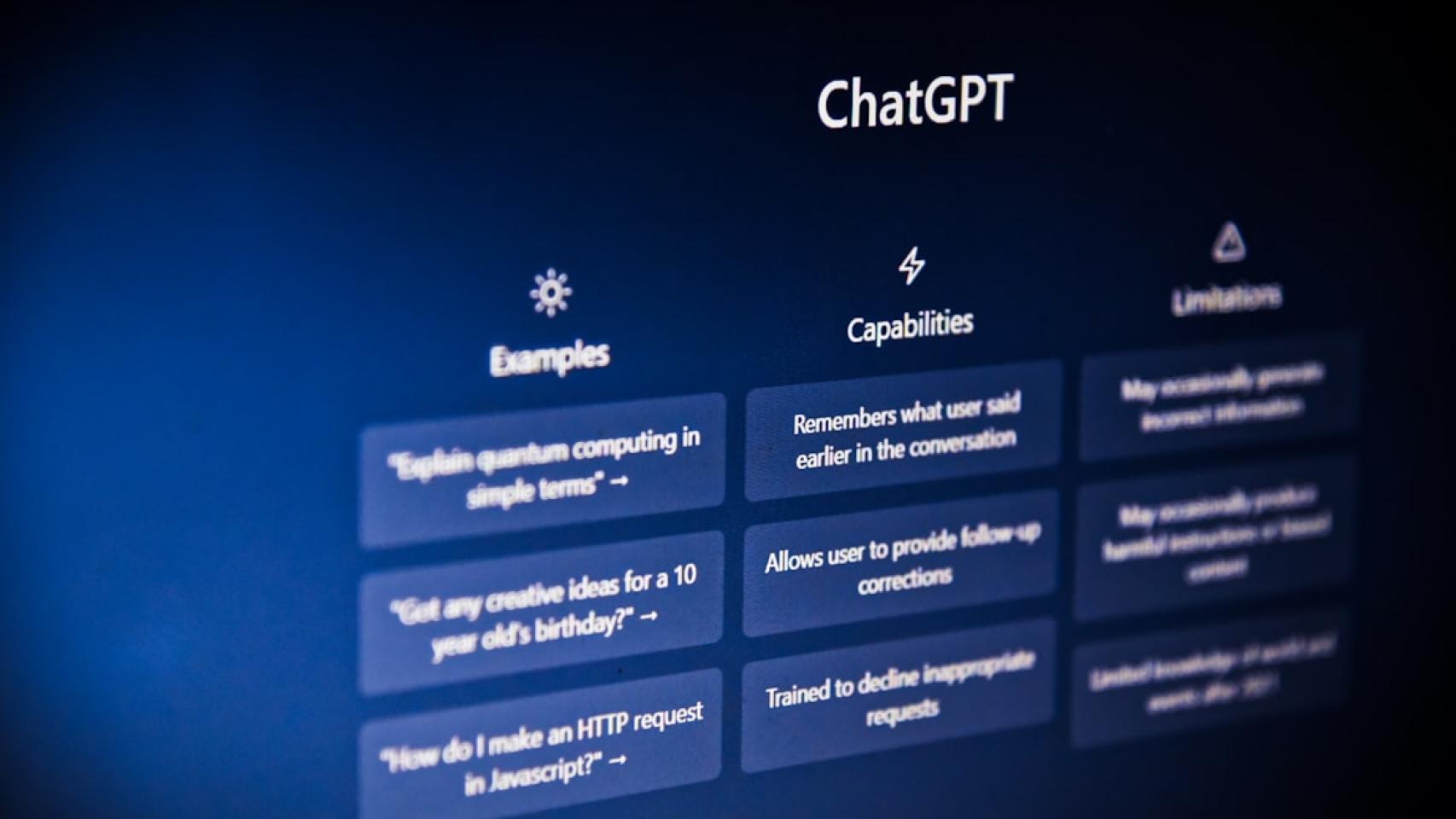 Página principal de ChatGPT en un ordenador