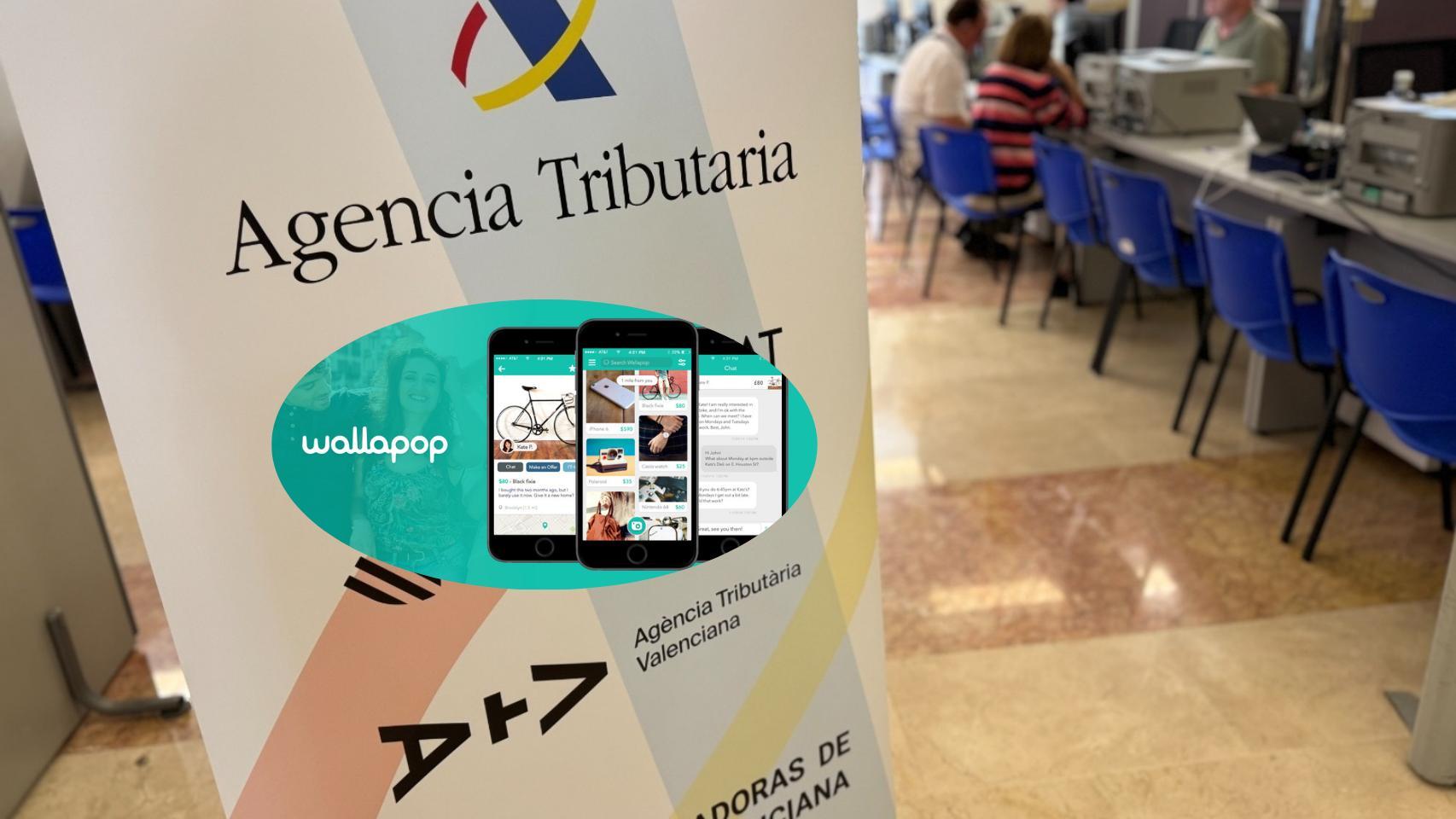 Montaje de una delegación de la AEAT con Wallapop.