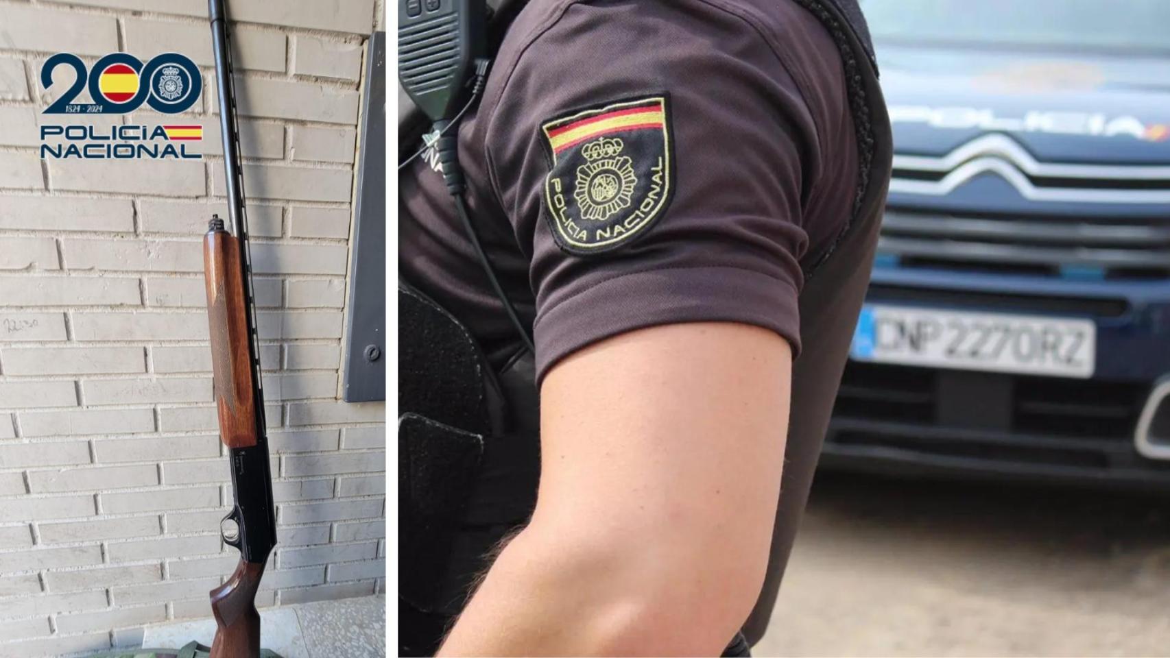 Una imagen del arma y una imagen de archivo de Policía Nacional.