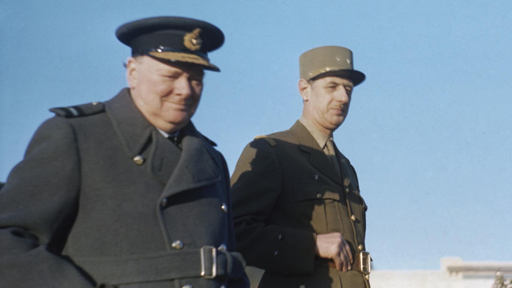 Winston Churchill con el general De Gaulle en enero de 1944.