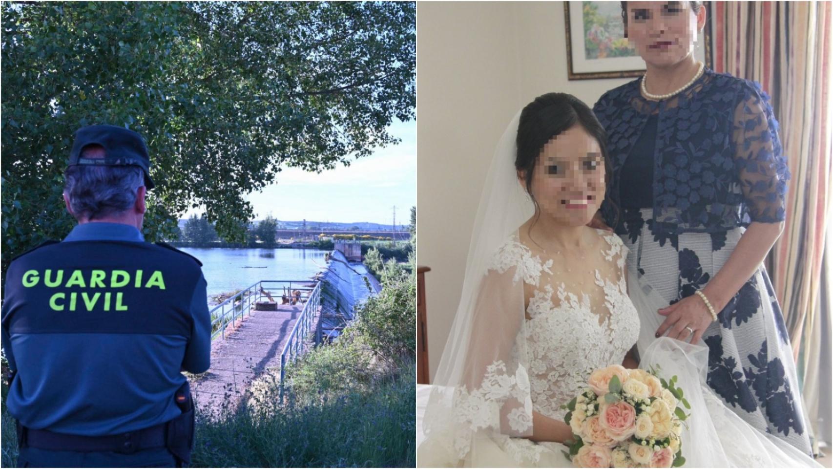 Imagen de la presa donde fallecieron madre e hija, que posan el día de la boda de Brigitte. 
