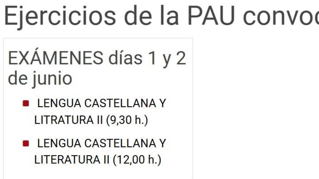 Errata en el título de los exámenes