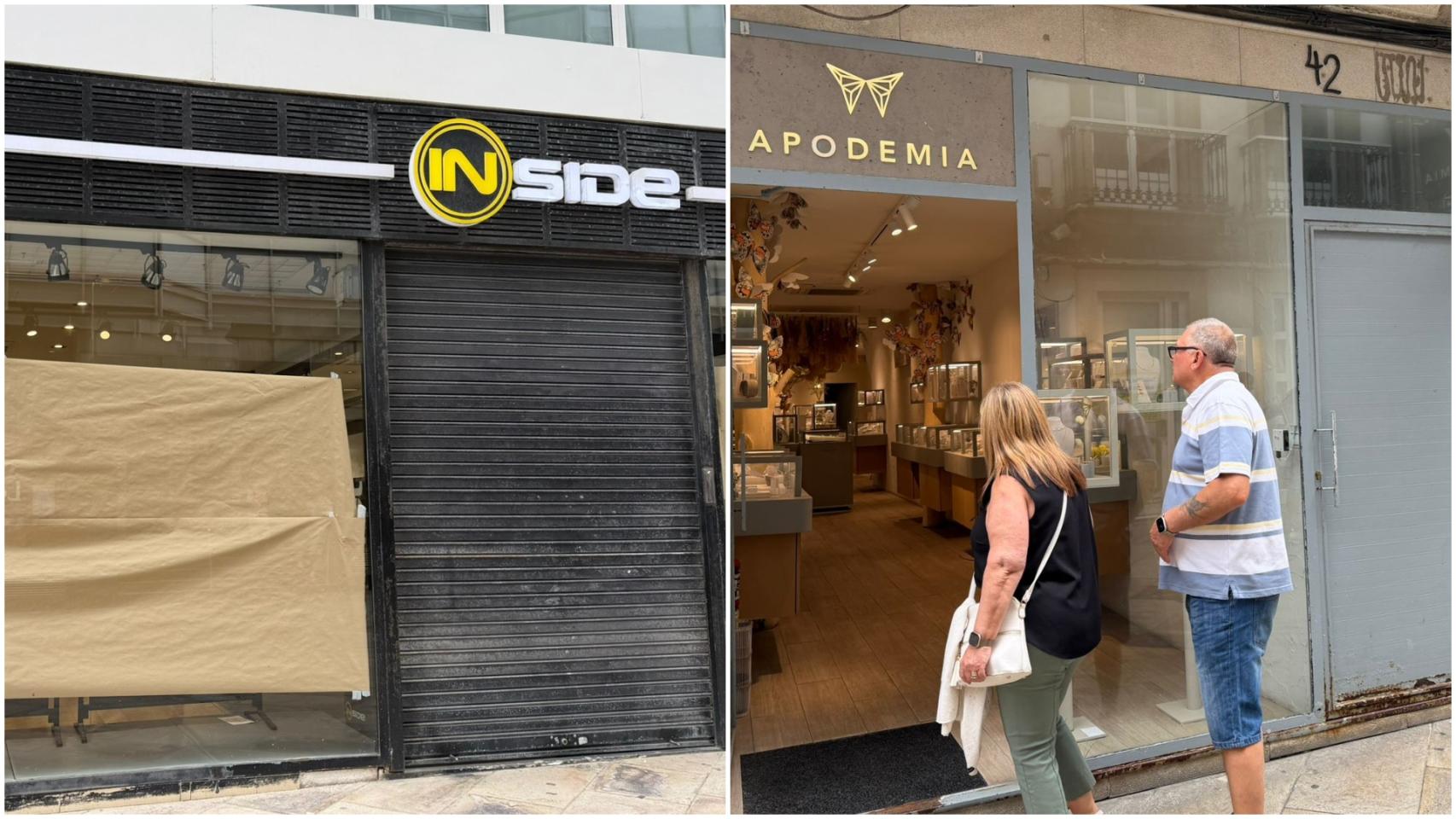 Locales de Inside y Apodemia, en la calle Real de A Coruña