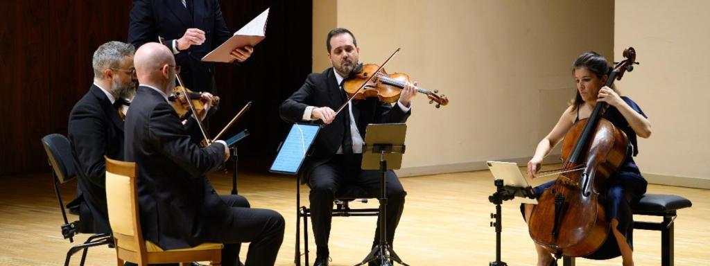 José Antonio López y el Cuarteto Quiroga. Foto: Rafa Martín.