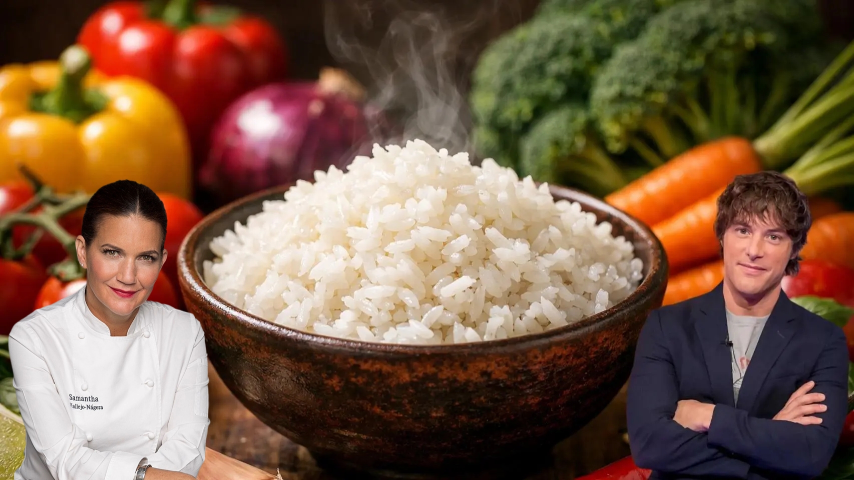 Un bol de arroz blanco