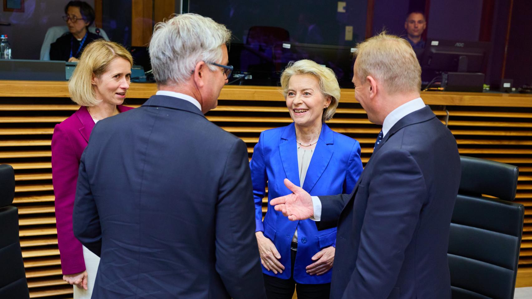 La presidenta de la Comisión, Ursula von der Leyen, durante la reunión de este miércoles en Bruselas